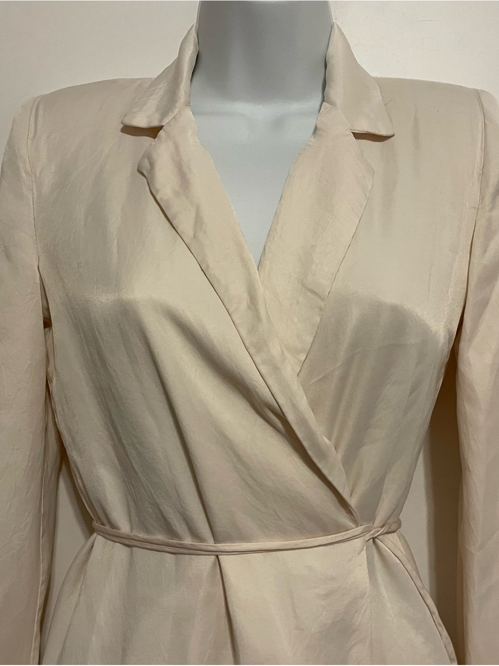 Zara Cream Wrap Blazer Dress with Self-Tie Waist - Picture 4 of 7